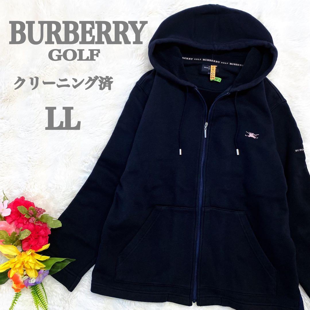 【大きいサイズ】バーバリー ゴルフ ノバチェック パーカー ネイビー ホース刺繍