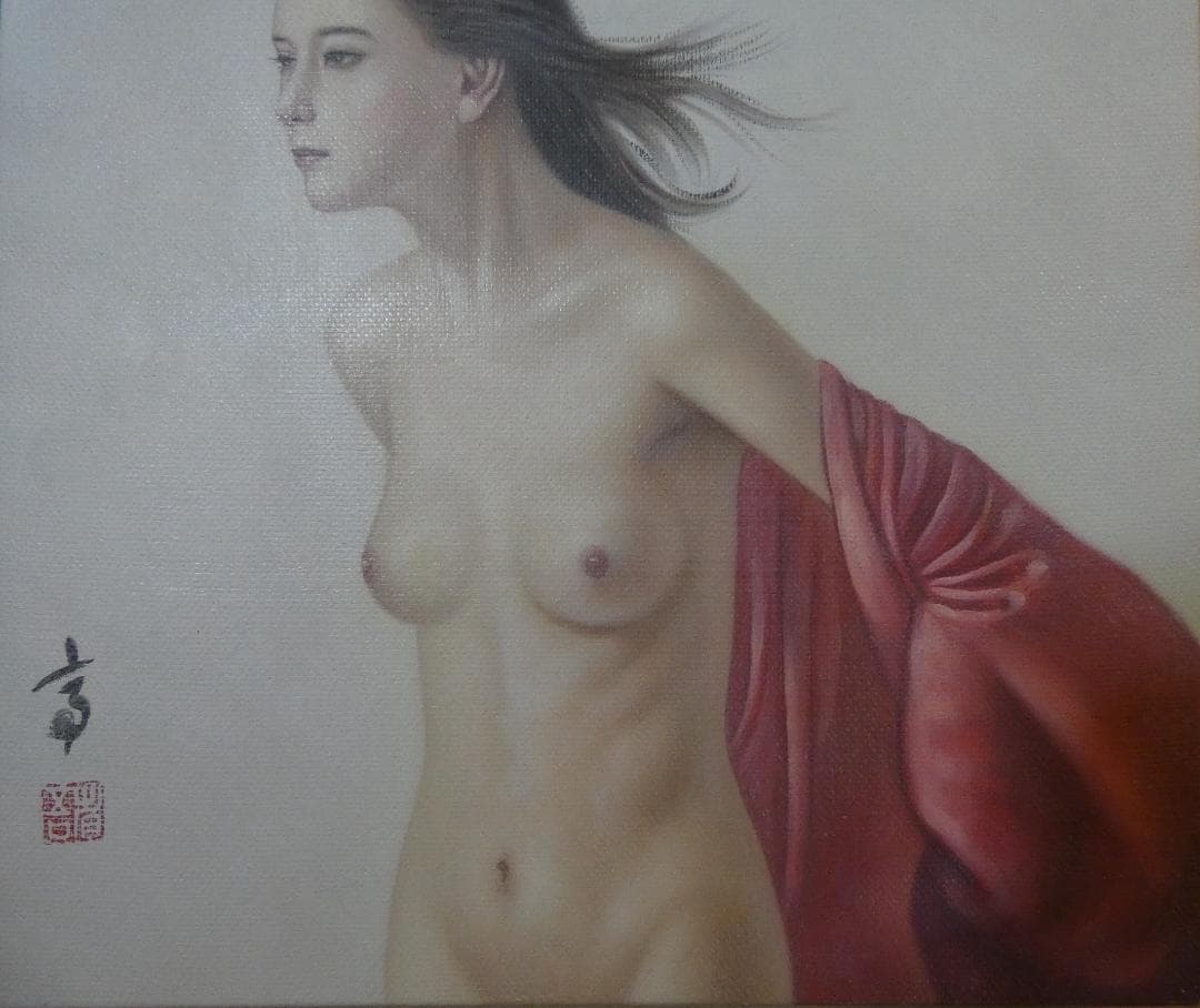 絵画　 油彩　高塚省吾「人物」 サイン　F8サイズ　額装済み 肉筆手描き