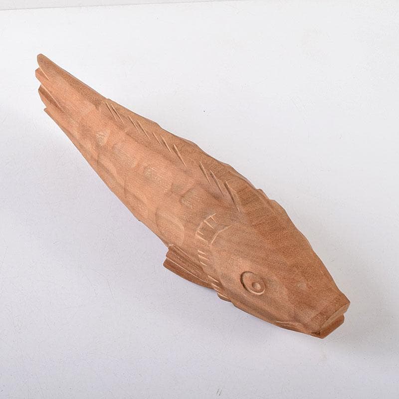 井波彫刻　人間国宝　横山一夢作　木彫　鯉　共箱　C　8156