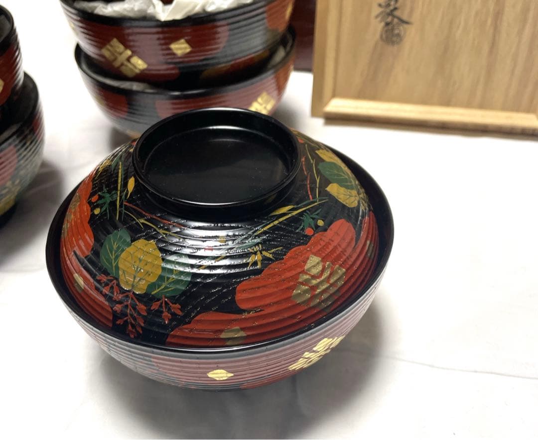 浄法寺蒔画煮物椀　拾　漆匠　春象　未使用　お茶事　仁和春象作　共箱　美品