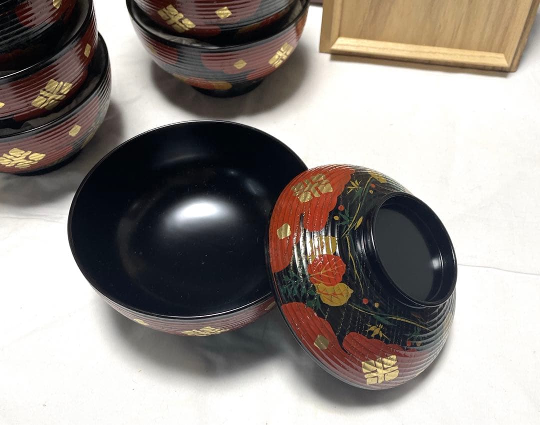 浄法寺蒔画煮物椀　拾　漆匠　春象　未使用　お茶事　仁和春象作　共箱　美品