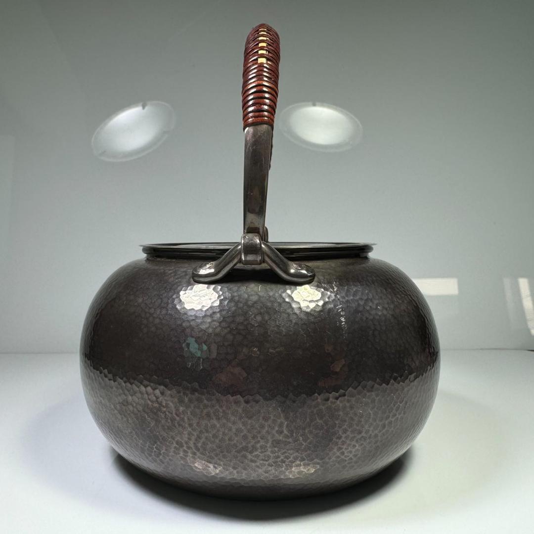 純銀製 羽田花押 寶珠 薬缶 貴石摘 銀瓶 煎茶道具 湯沸 美術品 純銀保証