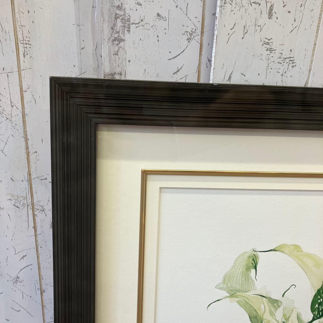 ブルーベリー リボン 花瓶 ガラス 複製画 琉球ガラス 植物 花イラスト 緑