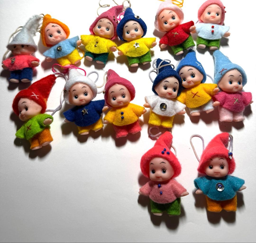 キューピー　フェルトハンドメイド　 人形ストラップ14個セット 昭和レトロ