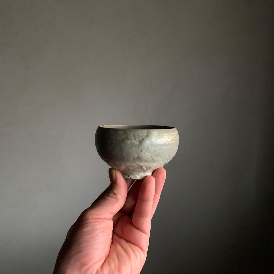 高麗青磁 白黒象嵌 盃 ぐい呑み 酒器 古美術 古道具 アンティーク