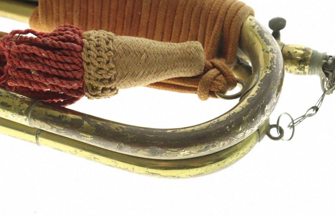 【当時物】日本軍・軍隊ラッパ（喇叭）信号ラッパ・突撃ラッパ 二巻⑥【商標刻印有】