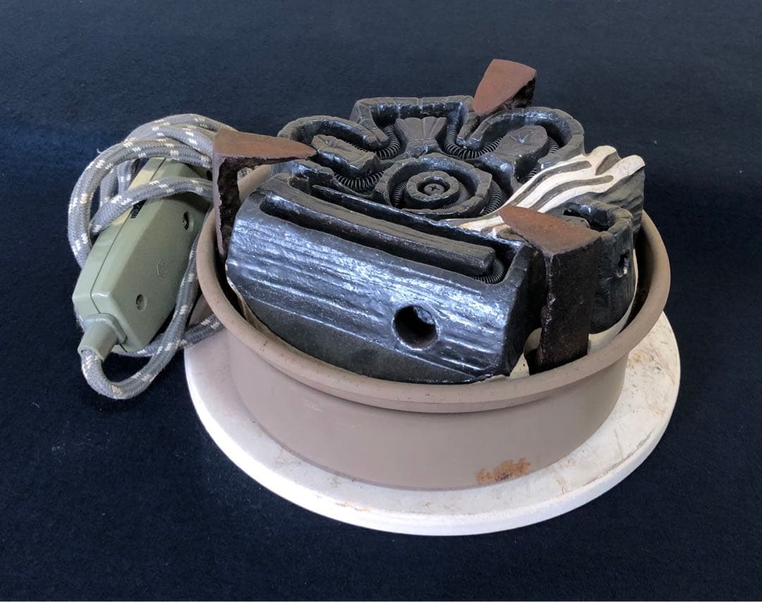 《R》茶道具 野々田式 炭型電熱器 底瓦付 炭型ヒーター 1f