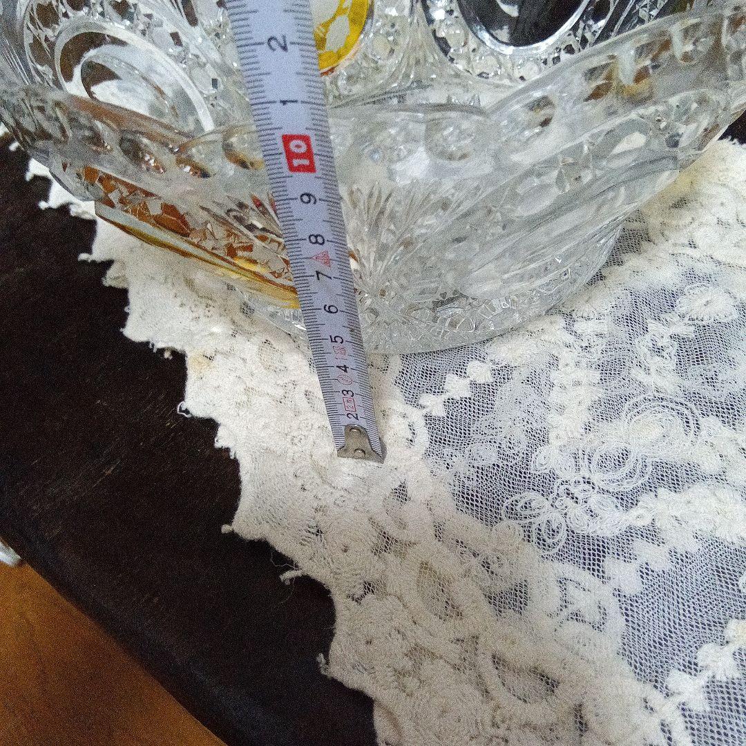 ホフバウワー イエローバードクリスタルガラス ボウル 小鳥アンティーク　西ドイツ