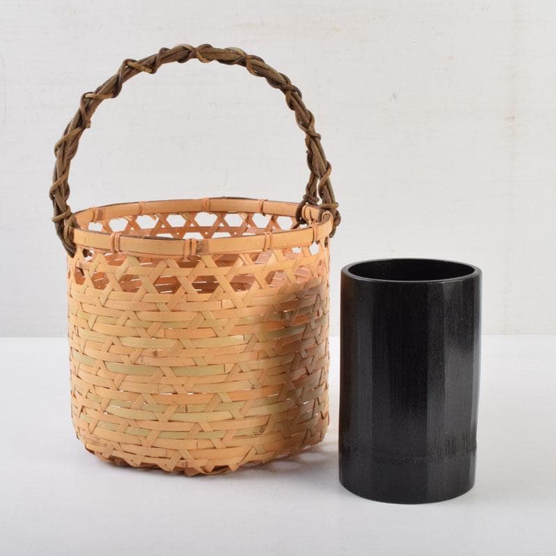 茶道具　竹製　花籠　箱付　N　9205A