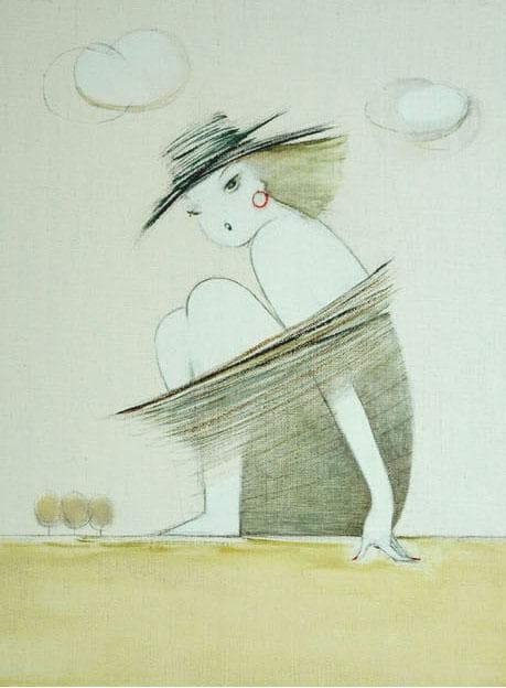 油絵 菅家令子 絵 絵画インテリア額付(青緑＋金色の枠) F3-041014女性