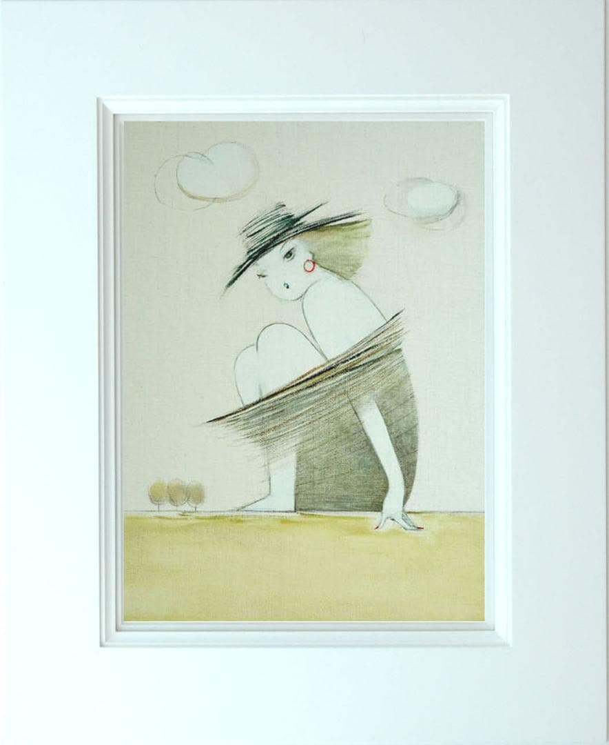 油絵 菅家令子 絵 絵画インテリア額付(青緑＋金色の枠) F3-041014女性