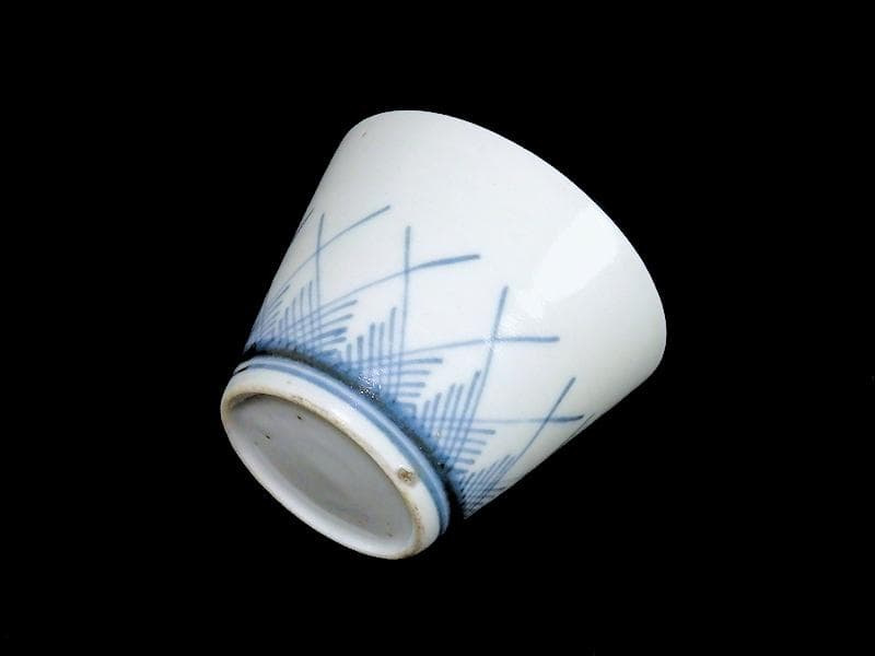 古伊万里　染付　桧垣草紋の図　蕎麦猪口　080AS-CBj