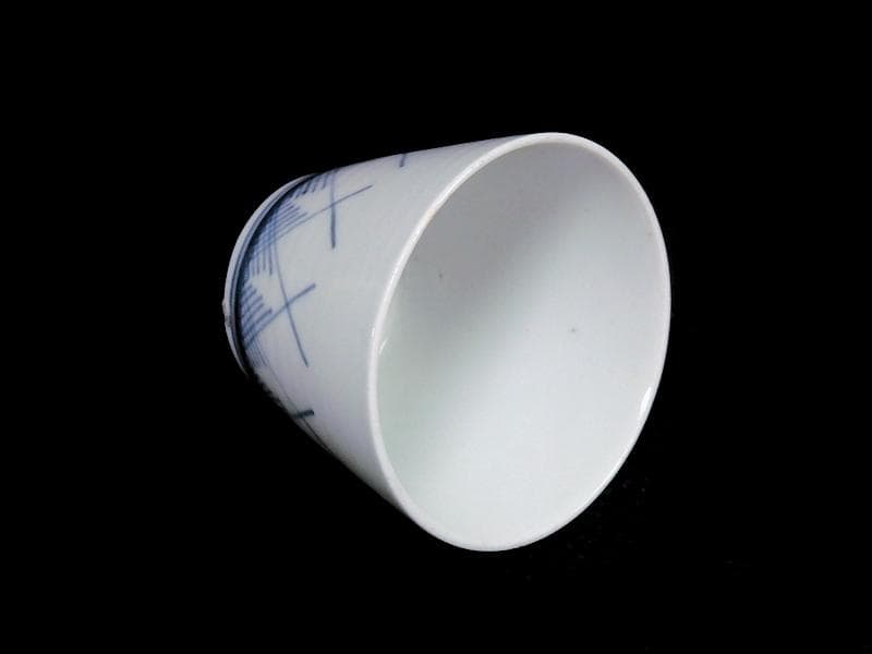 古伊万里　染付　桧垣草紋の図　蕎麦猪口　080AS-CBj