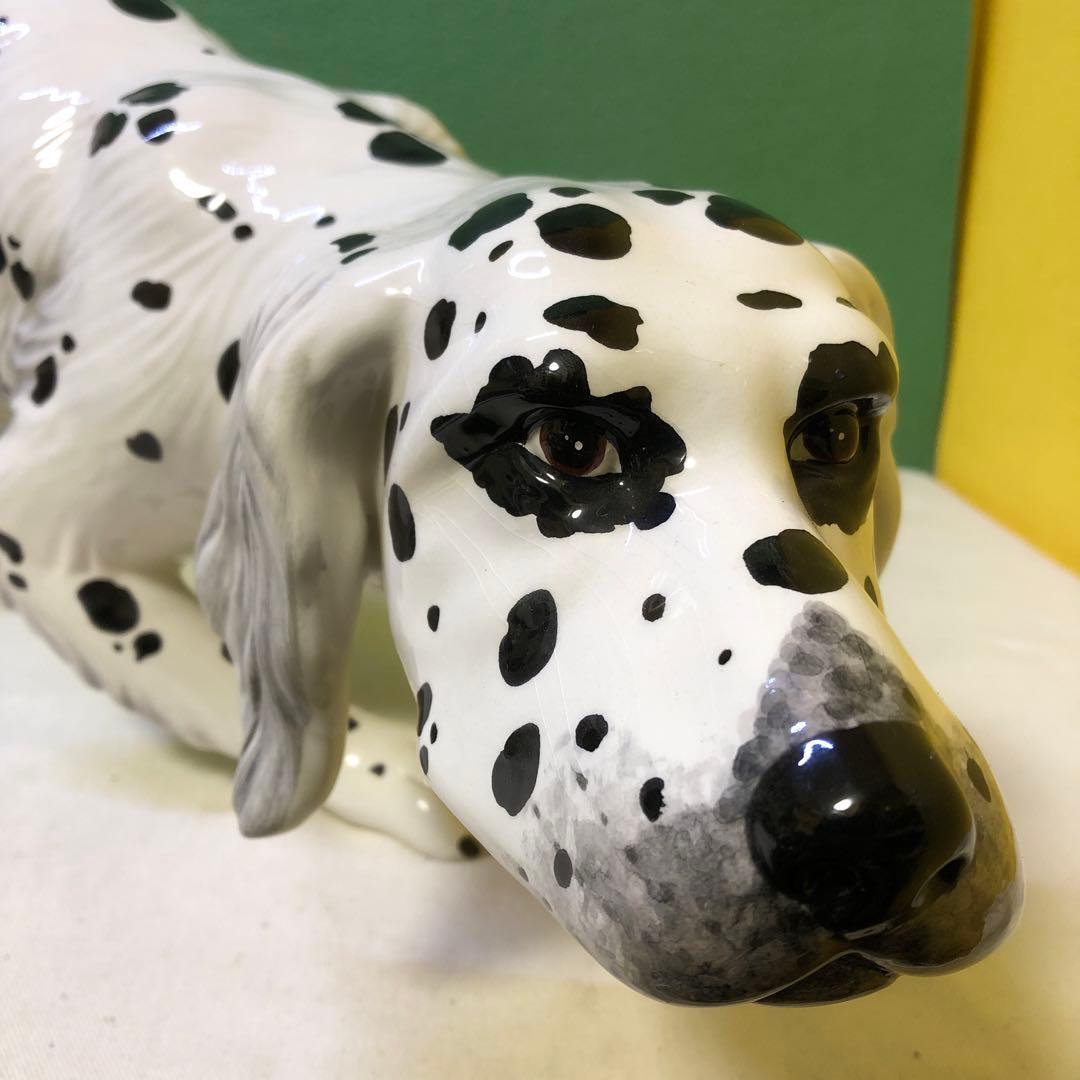 と88● イタリア製 ダルメシアン 犬 陶器 大型 置物 オブジェ インテリア