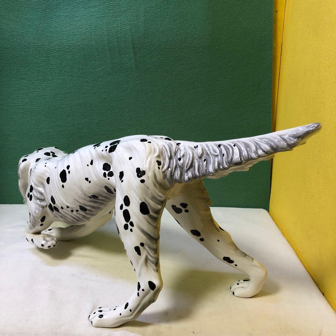 と88● イタリア製 ダルメシアン 犬 陶器 大型 置物 オブジェ インテリア