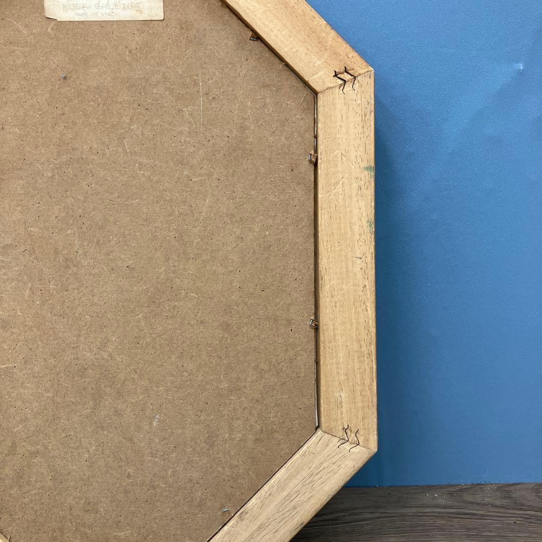 【イタリア製】ボタニカルアート 八角形 額縁 額装 薔薇 ロサ・ガリカ 花 絵画