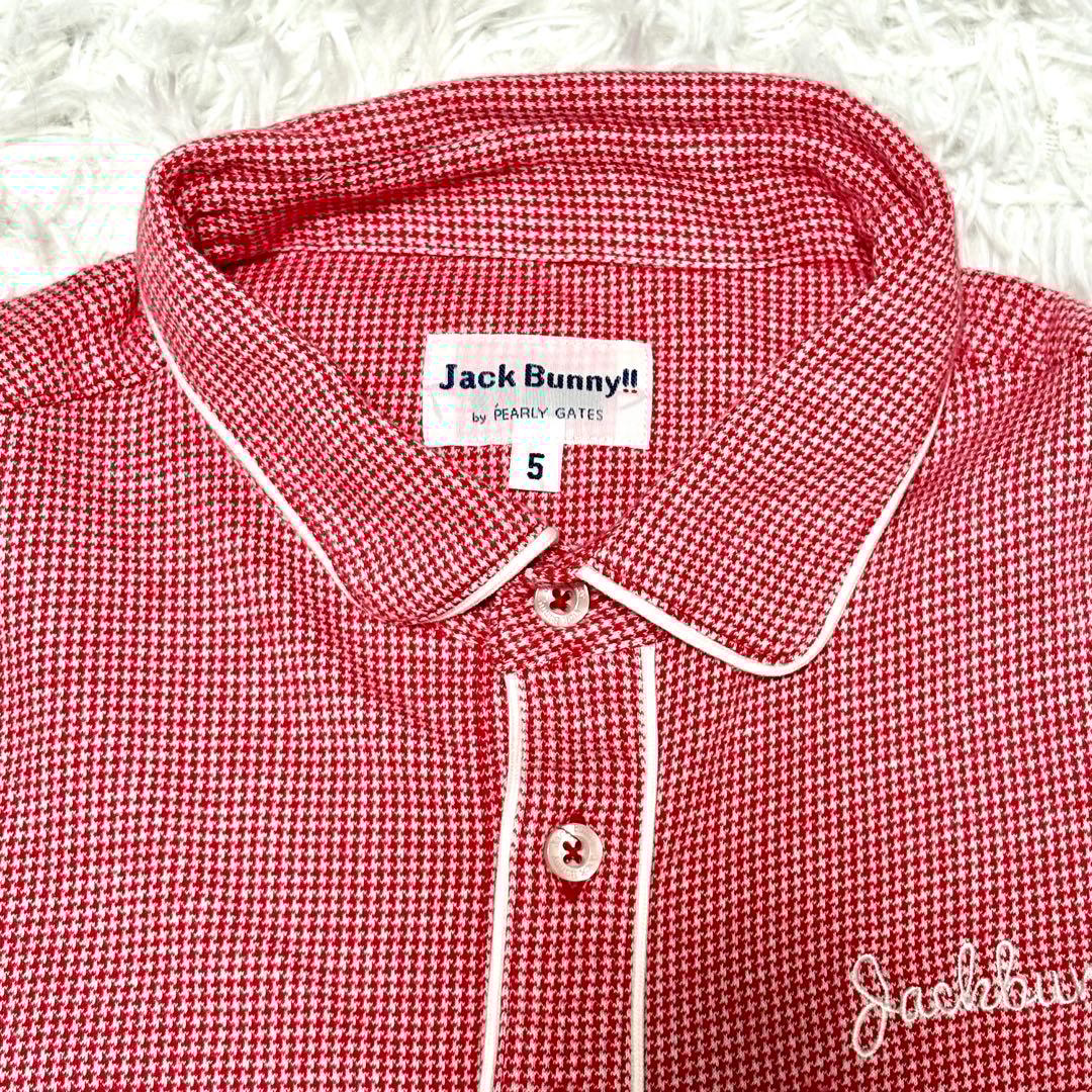 【極美品】ジャックバニー　パーリーゲイツ　半袖ポロシャツ　総柄　レッド　ゴルフ