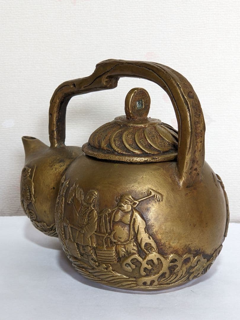 ⭐中国古玩古美術 西遊記絵巻 銅製 瓢型 酒注 アンティーク 骨董品コレクション