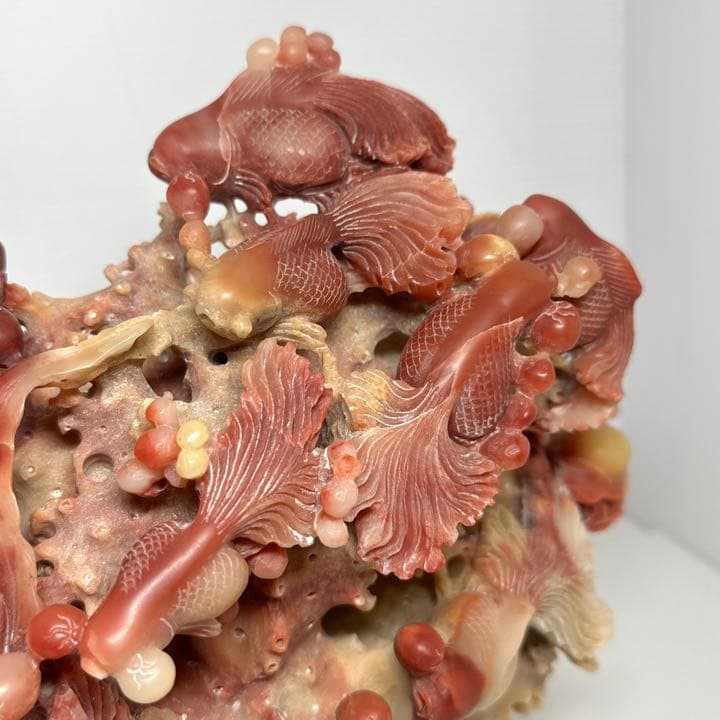 中国古玩 中国美術 石彫 金魚 置物