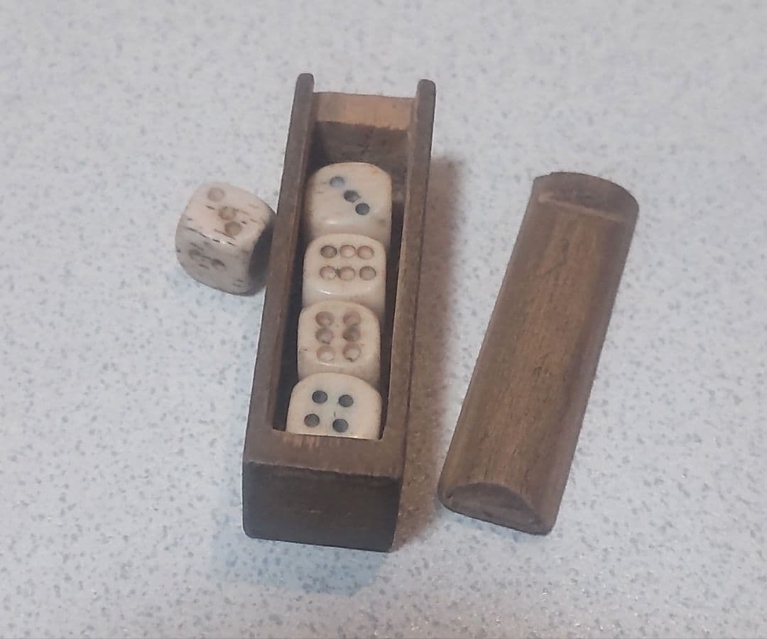 骨竹製 中国アンティーク麻雀牌 木箱付/Antique Bone Mahjong