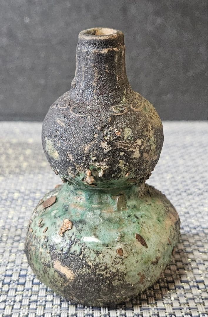 古代中国〜中国南方古陶磁器　中国古美術　漢時代　漢緑釉　瓢形小壺　鼻煙壺　古代壺