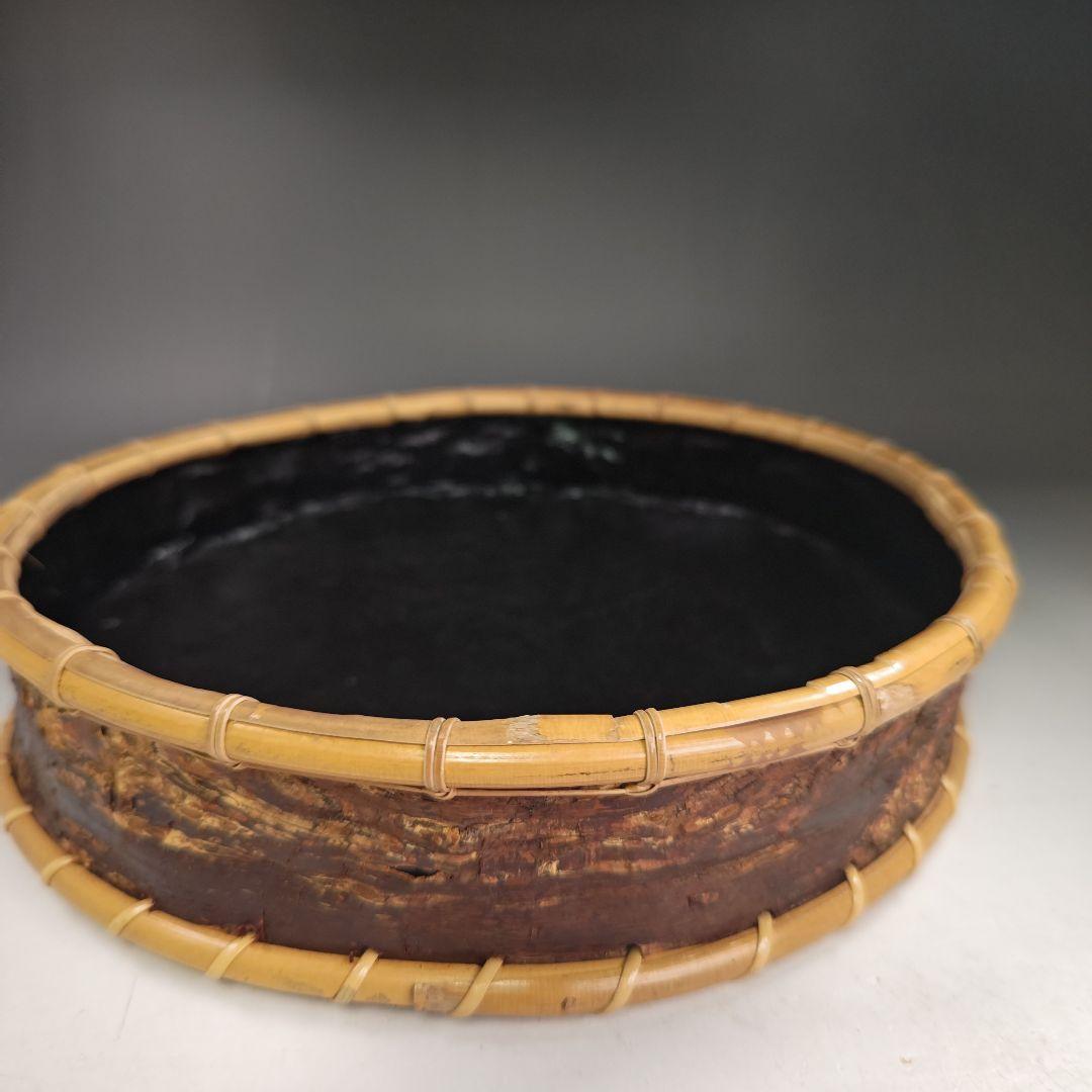 イ831 炭斗『水谷六々斉』『桜皮　炭斗　共箱』茶道具