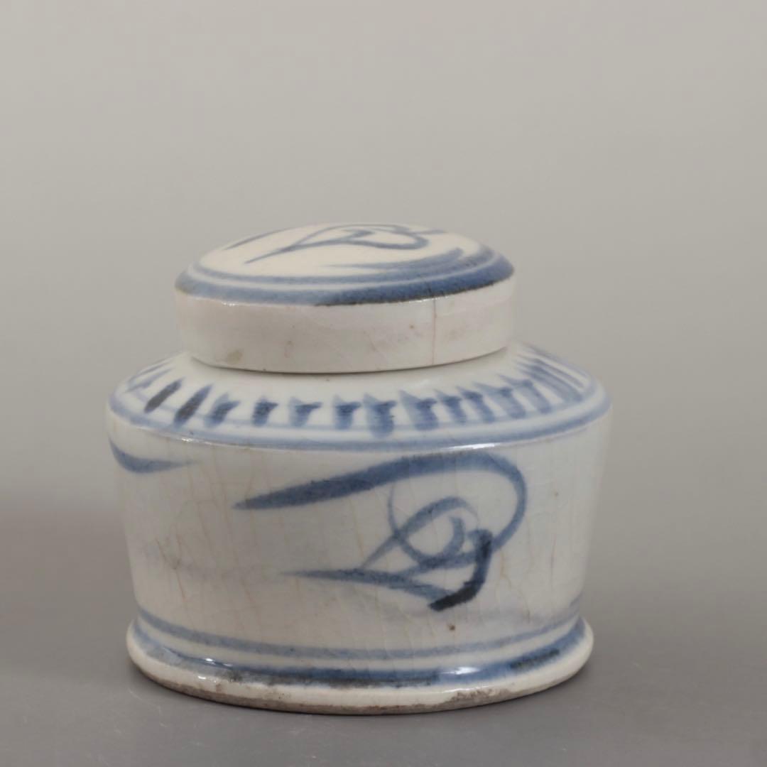 太白手 インク瓶 古道具 アンティーク 陶胎染付