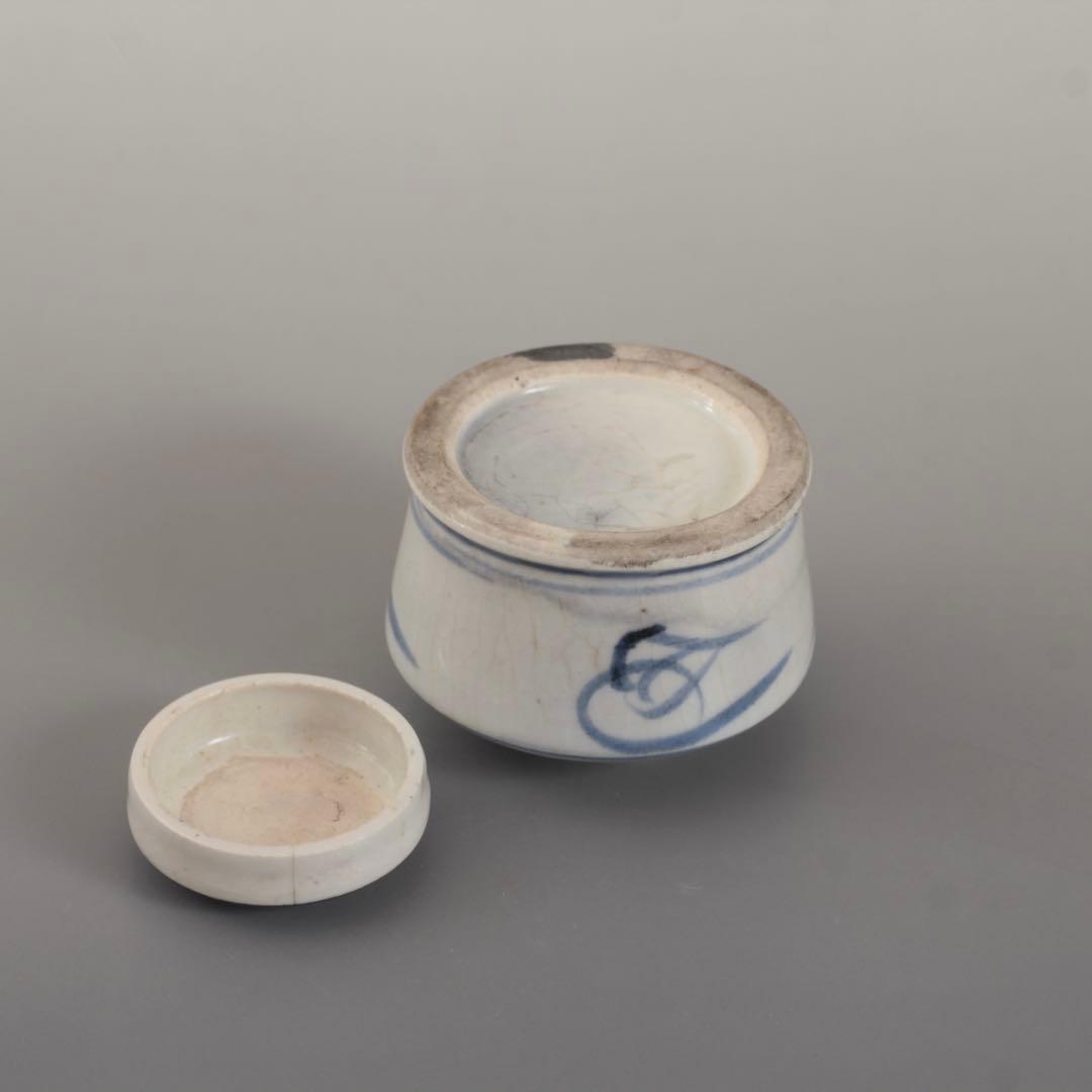 太白手 インク瓶 古道具 アンティーク 陶胎染付