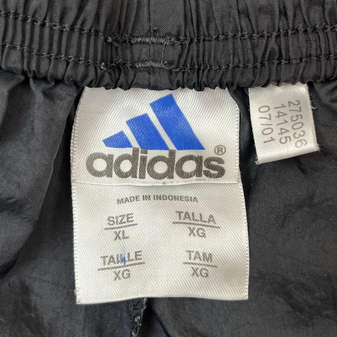 00s adidas バギートラックパンツ 3ライン 刺繍ロゴ ブラック XL