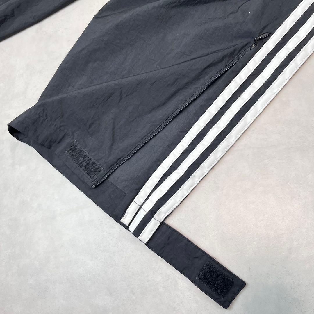 00s adidas バギートラックパンツ 3ライン 刺繍ロゴ ブラック XL