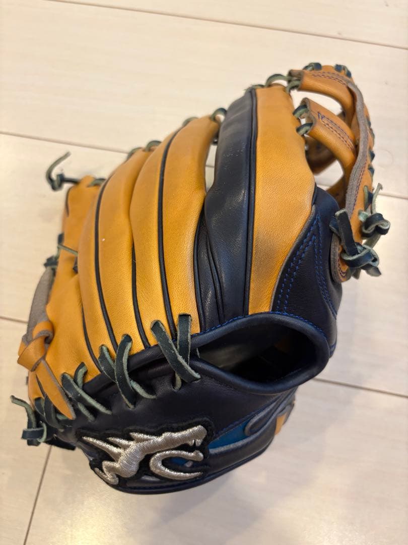 RYU 野球用レザーグローブ オレンジネイビー