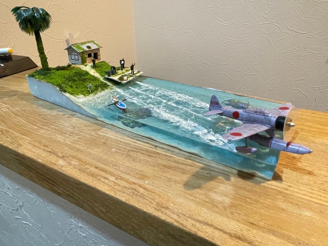 基地から飛び立つ二式戦闘機　レジン　ジオラマ