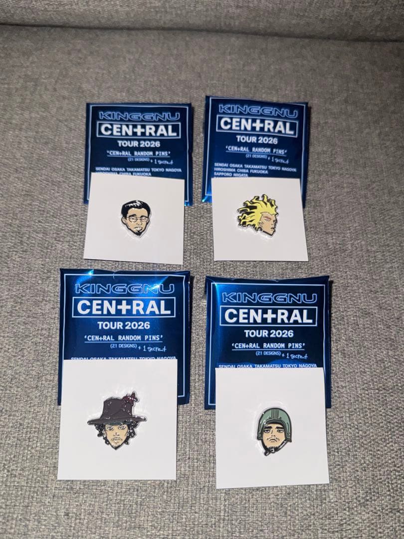 KING GNU CEN+RAL TOUR 2026 ピンズ 4種