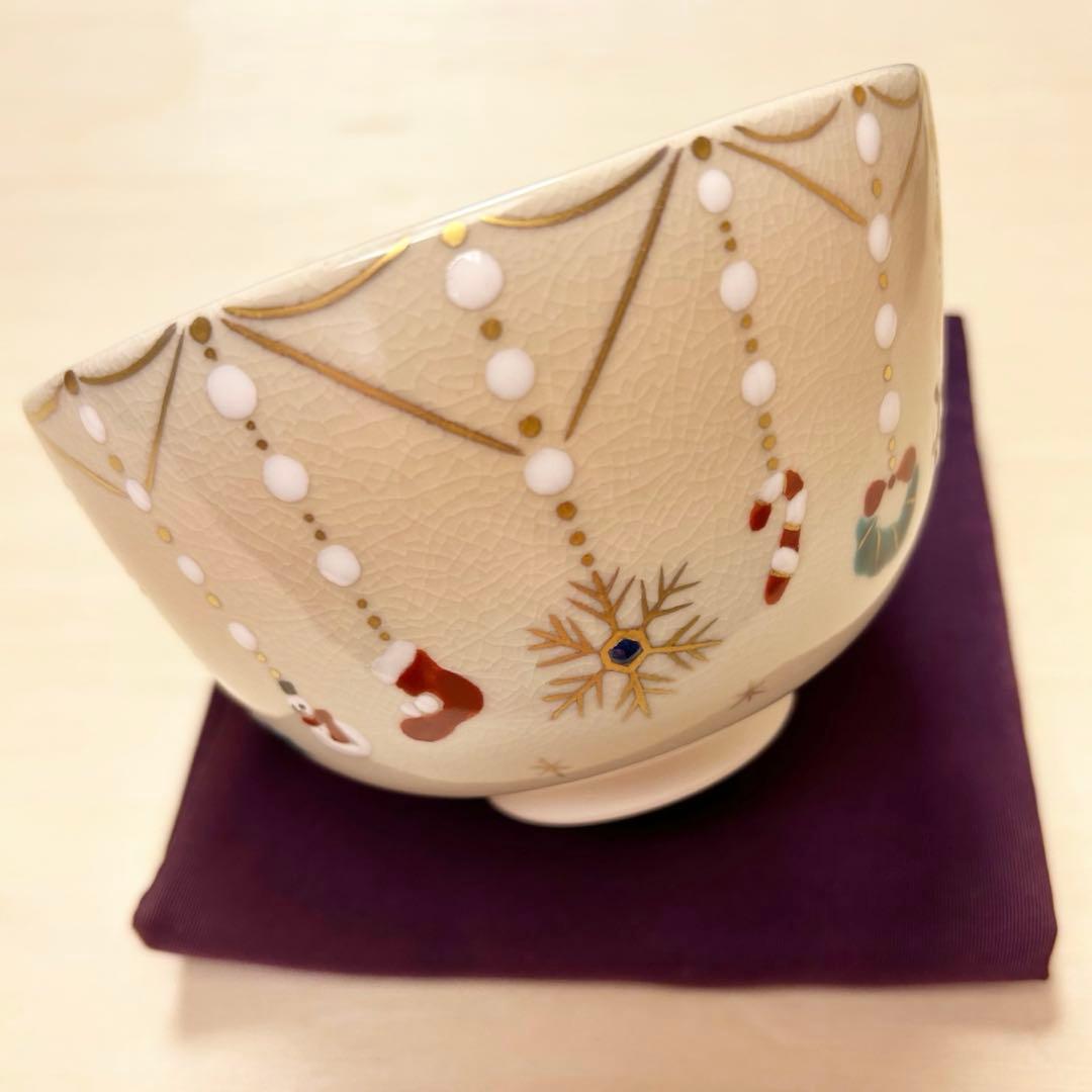抹茶茶碗　'色絵　クリスマスチャーム' 京焼　茶道具