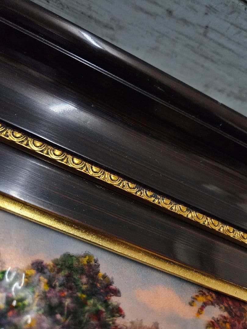 フランスアンティーク リモージュ エナメル絵画 陶器画 額装 P.Bonnet作