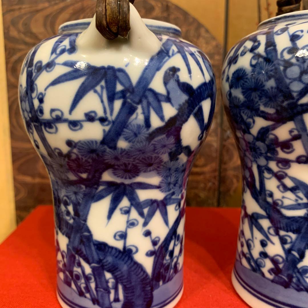 アンティーク　染附 酒注一对 古藤手 珍品 60