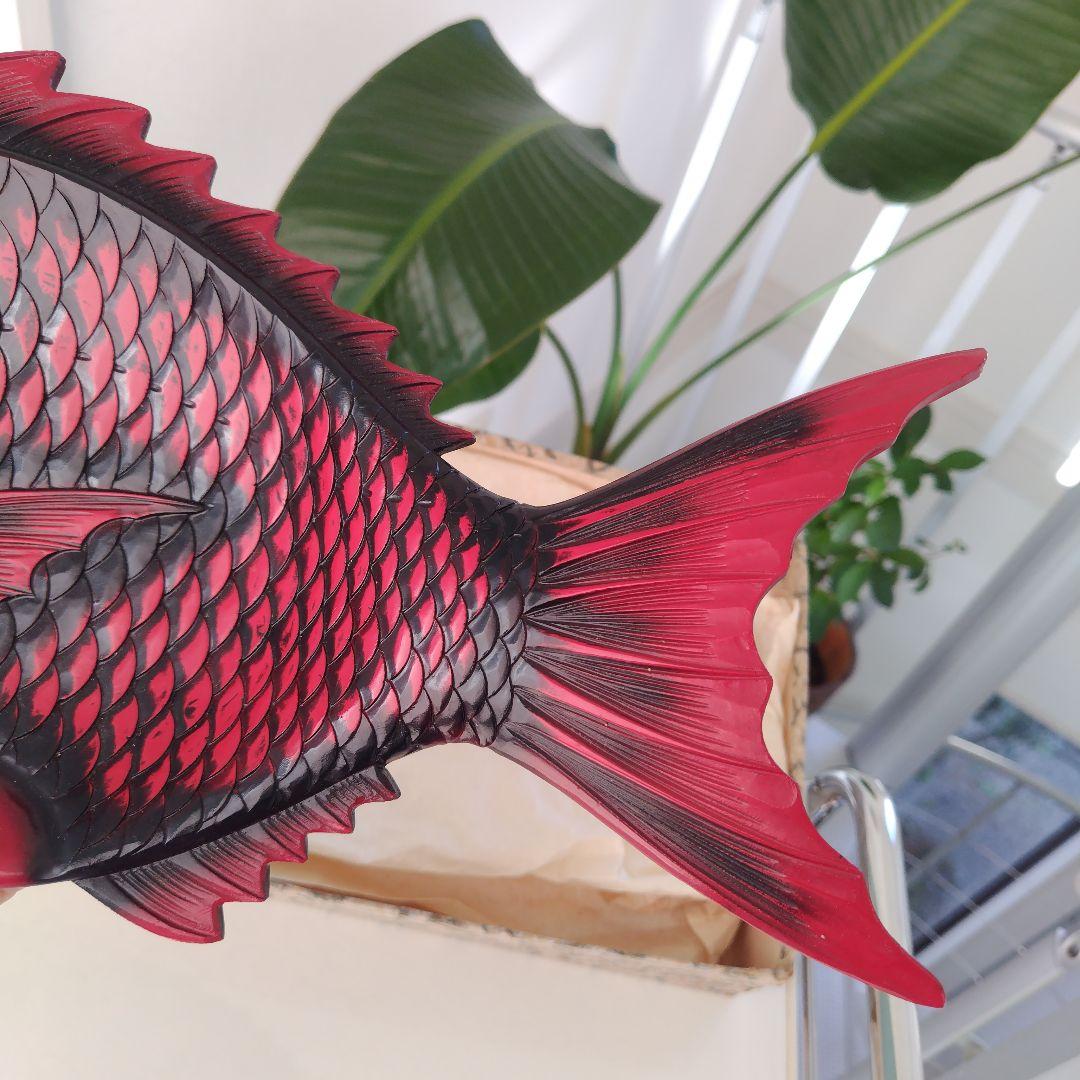 骨董品希少！美品アンティーク鯛 彫刻 菓子器 漆器 レトロ 縁起物