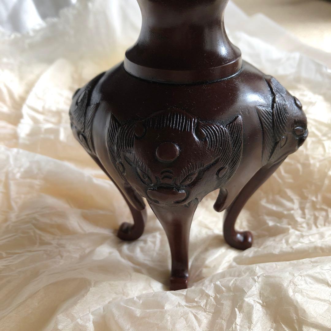 蠟型鋳銅　燭台　銀雅堂　木箱入