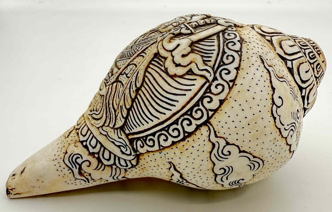 ◆チベット密教法具　法螺貝（シャンカ）パドマサンババ(グル・リンポチェ)-3