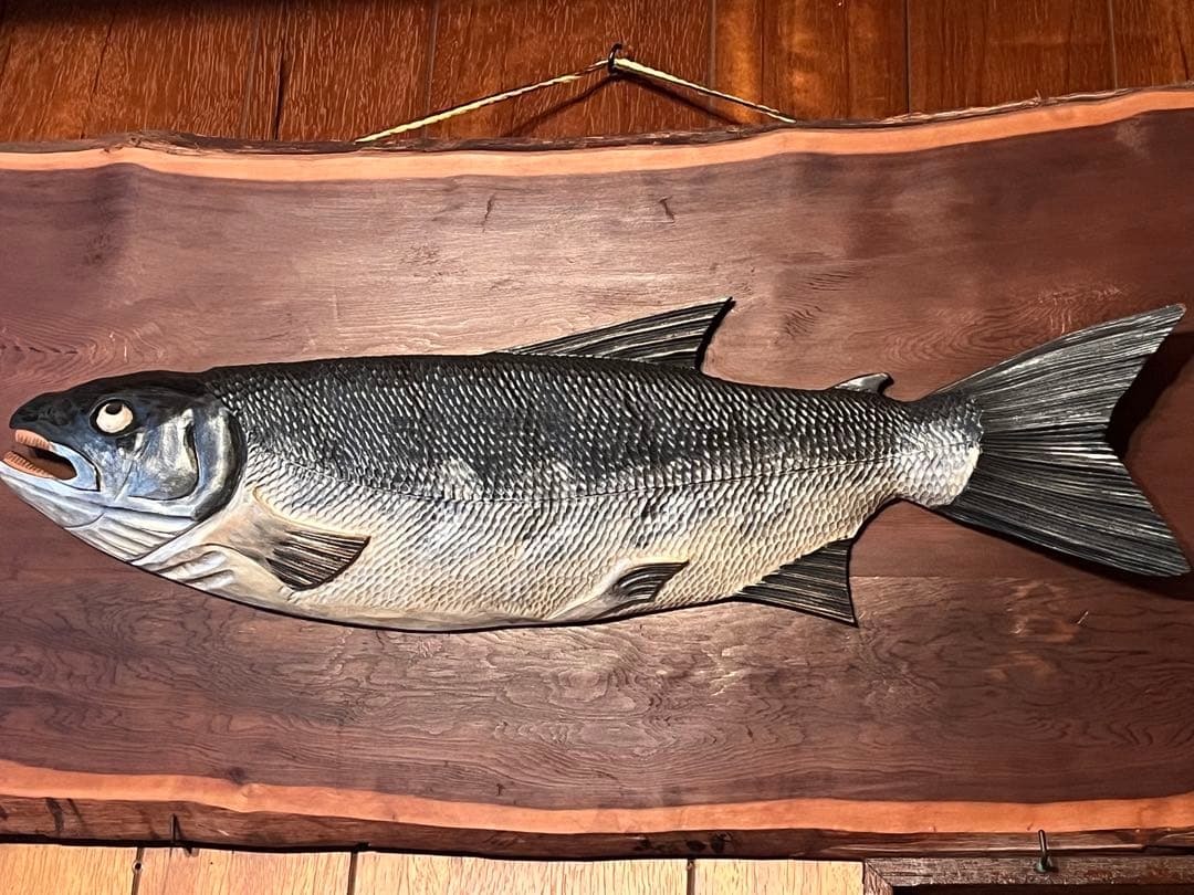 【希少品・レア物】木彫 鮭 芸術作品