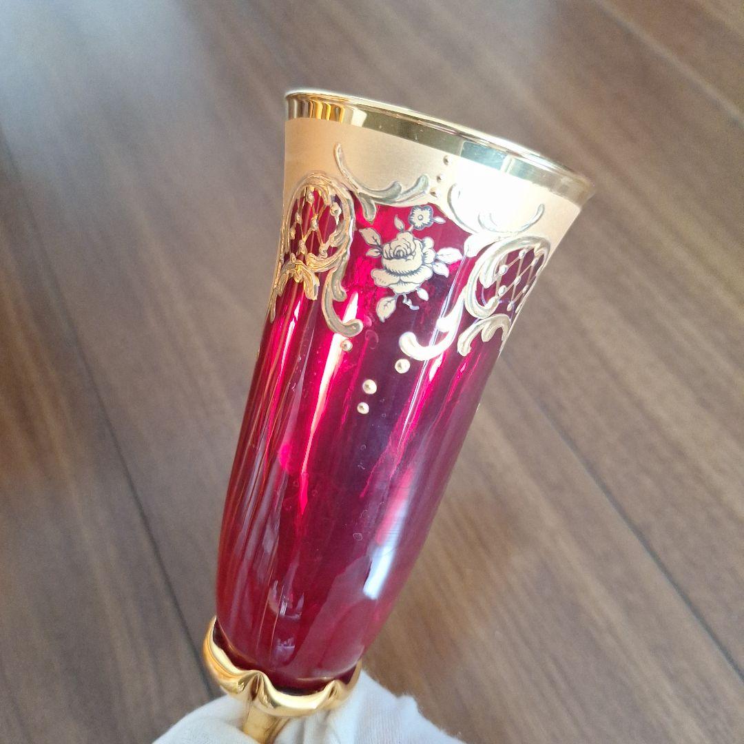 ベネチアングラス　花柄 シャンパングラス 6個セット　ムラノグラス