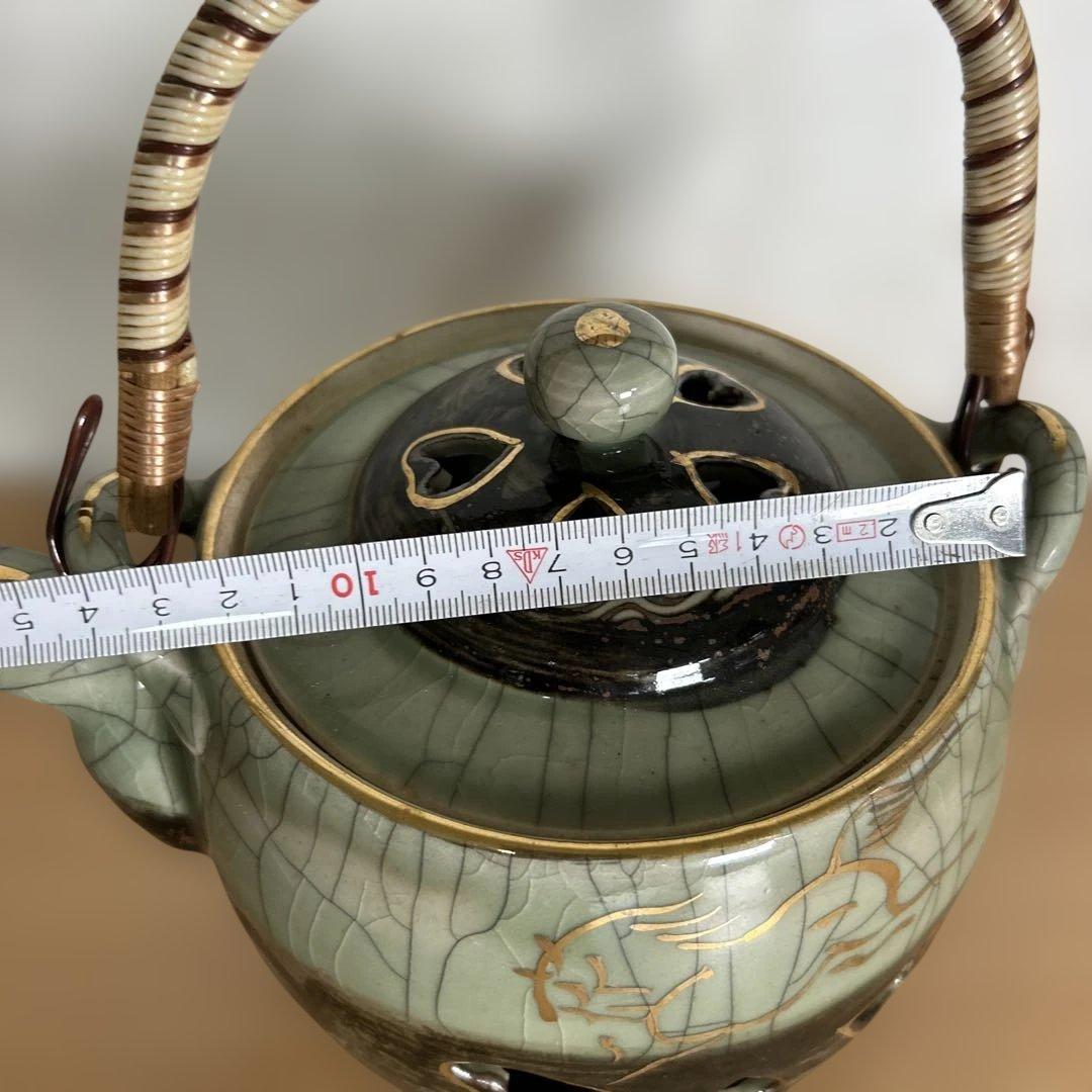 自宅保管品未使用　相馬焼 特大急須 双馬 金馬 美品　湯呑み6個付き