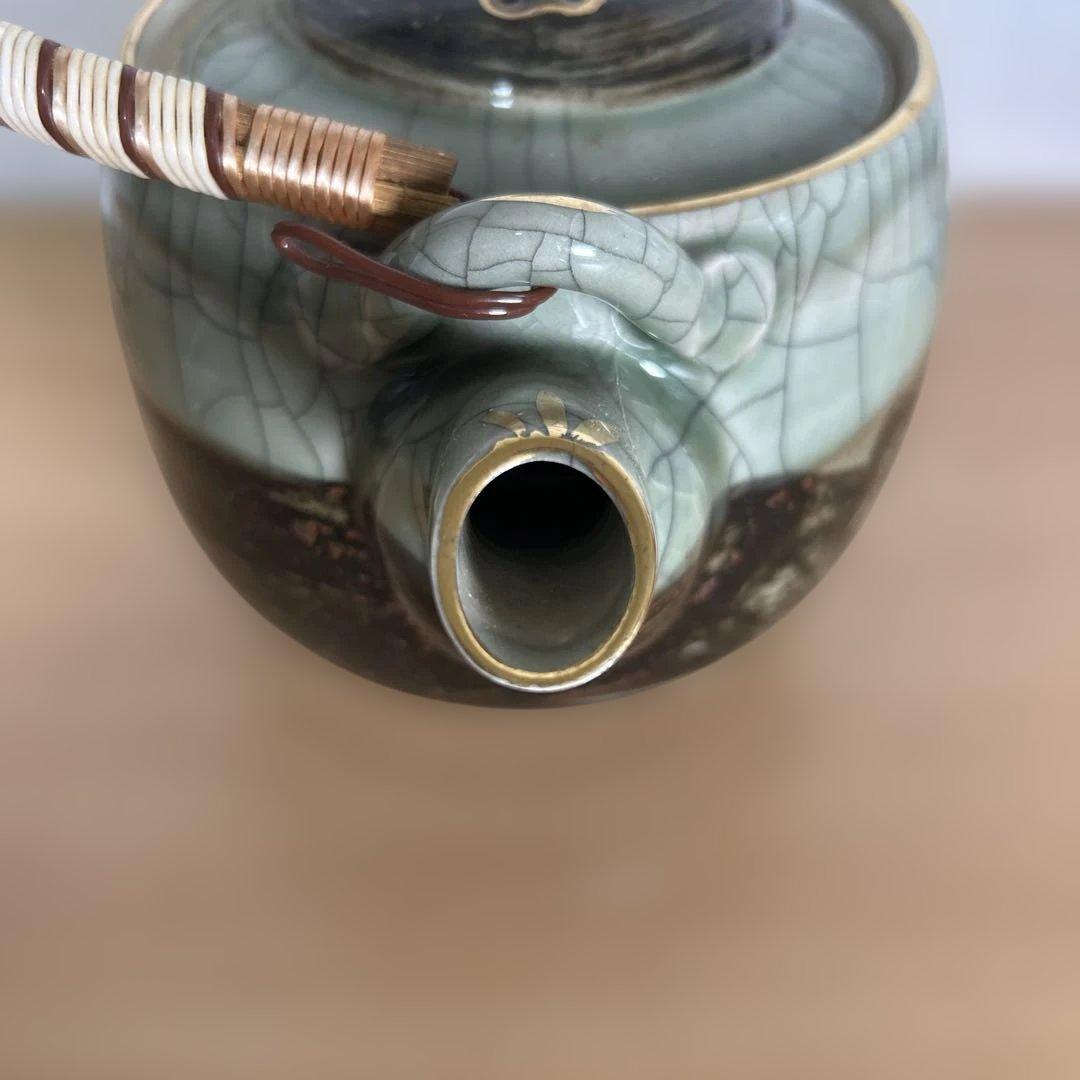 自宅保管品未使用　相馬焼 特大急須 双馬 金馬 美品　湯呑み6個付き