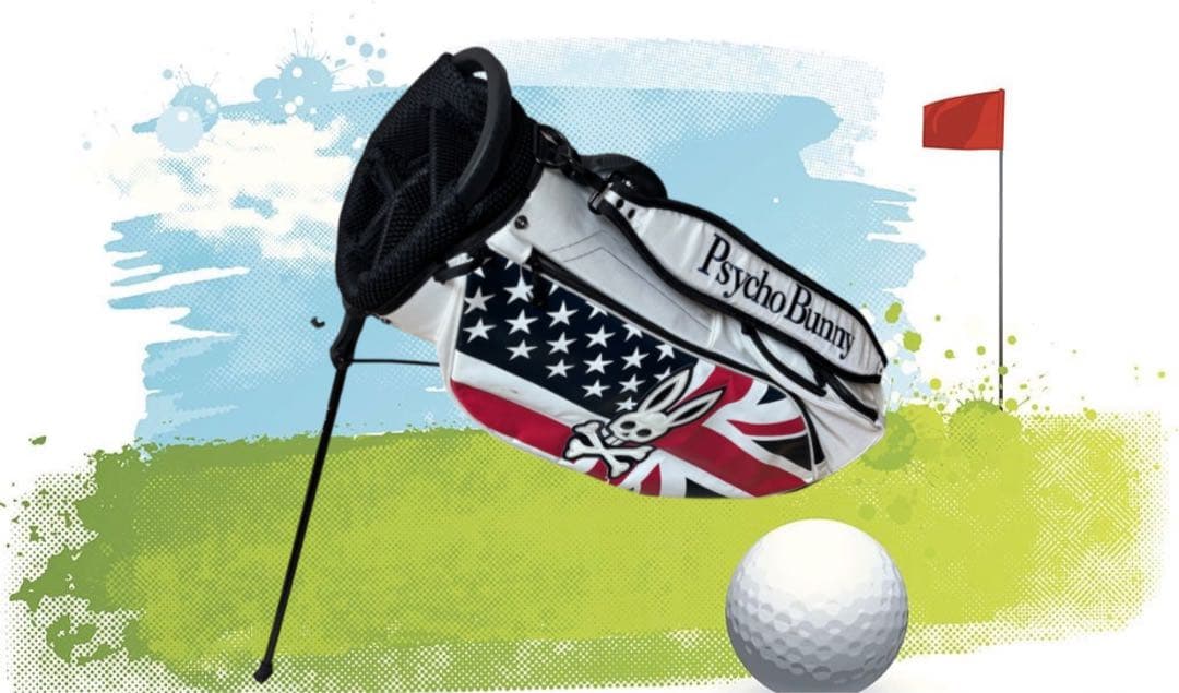 Psycho Bunny キャディバッグ アメリカ・イギリス国旗デザイン