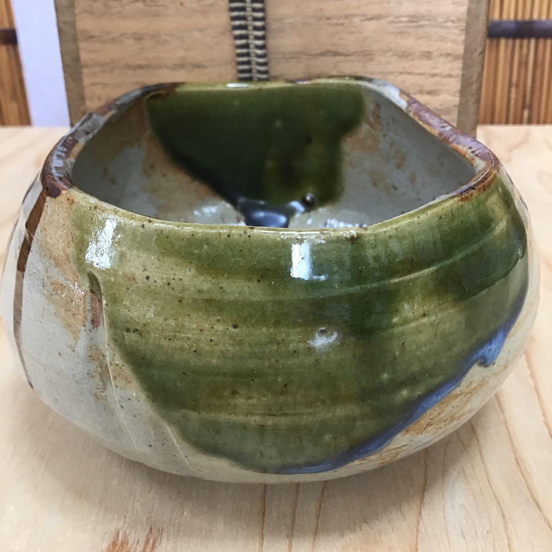 骨董品 茶道具 茶碗 ふるみ織部 茶碗 共箱 Ｎ247C