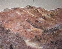 【真作】絵画　中島虎威　日本画12号　五箇山春雪　共シール　箱・黄袋入　V70