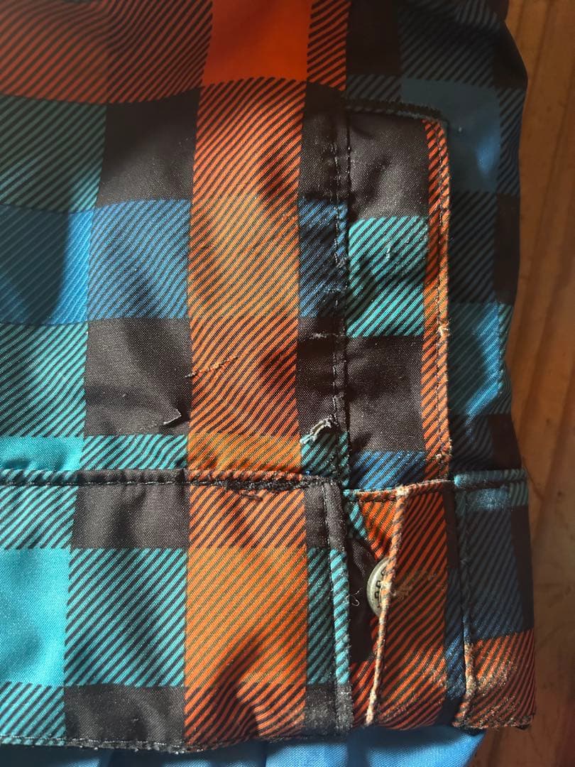 BURTONバートン　キッズスノーボードウェア 上M下S オレンジ青チェック