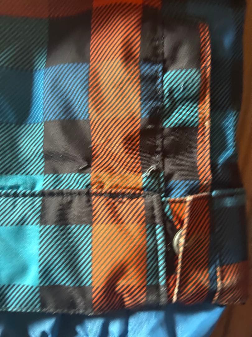 BURTONバートン　キッズスノーボードウェア 上M下S オレンジ青チェック