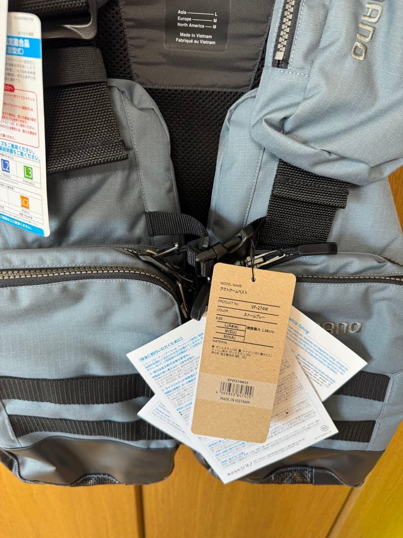 新品未使用　シマノ　フィッシングベスト VF-274W ストームグレー Lサイズ