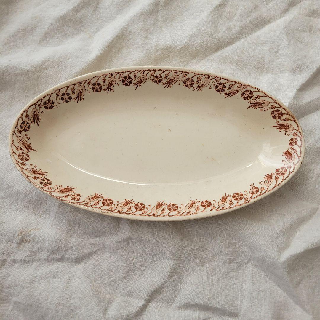 フランス　アンティーク　ラヴィエ　ブラウン花